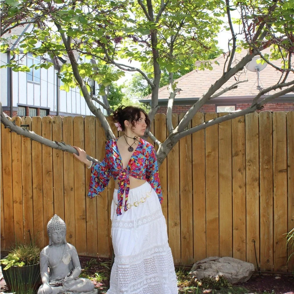 Cottagecore Long White Skirt - Picture 10 of 12
